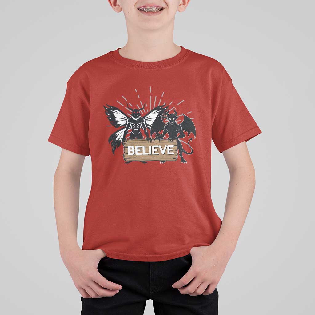 Mothman Jersey Devil T Shirt For Kid Believe Cryptid Folklore Gift - Wonder Print Shop