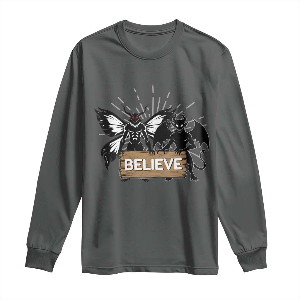 Mothman Jersey Devil Long Sleeve Shirt Believe Cryptid Folklore Gift - Wonder Print Shop