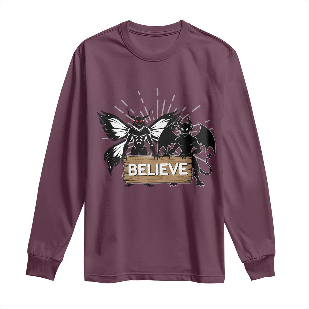Mothman Jersey Devil Long Sleeve Shirt Believe Cryptid Folklore Gift - Wonder Print Shop