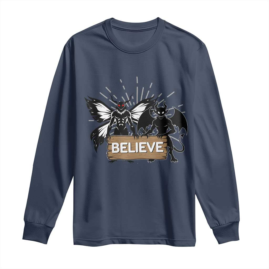 Mothman Jersey Devil Long Sleeve Shirt Believe Cryptid Folklore Gift - Wonder Print Shop