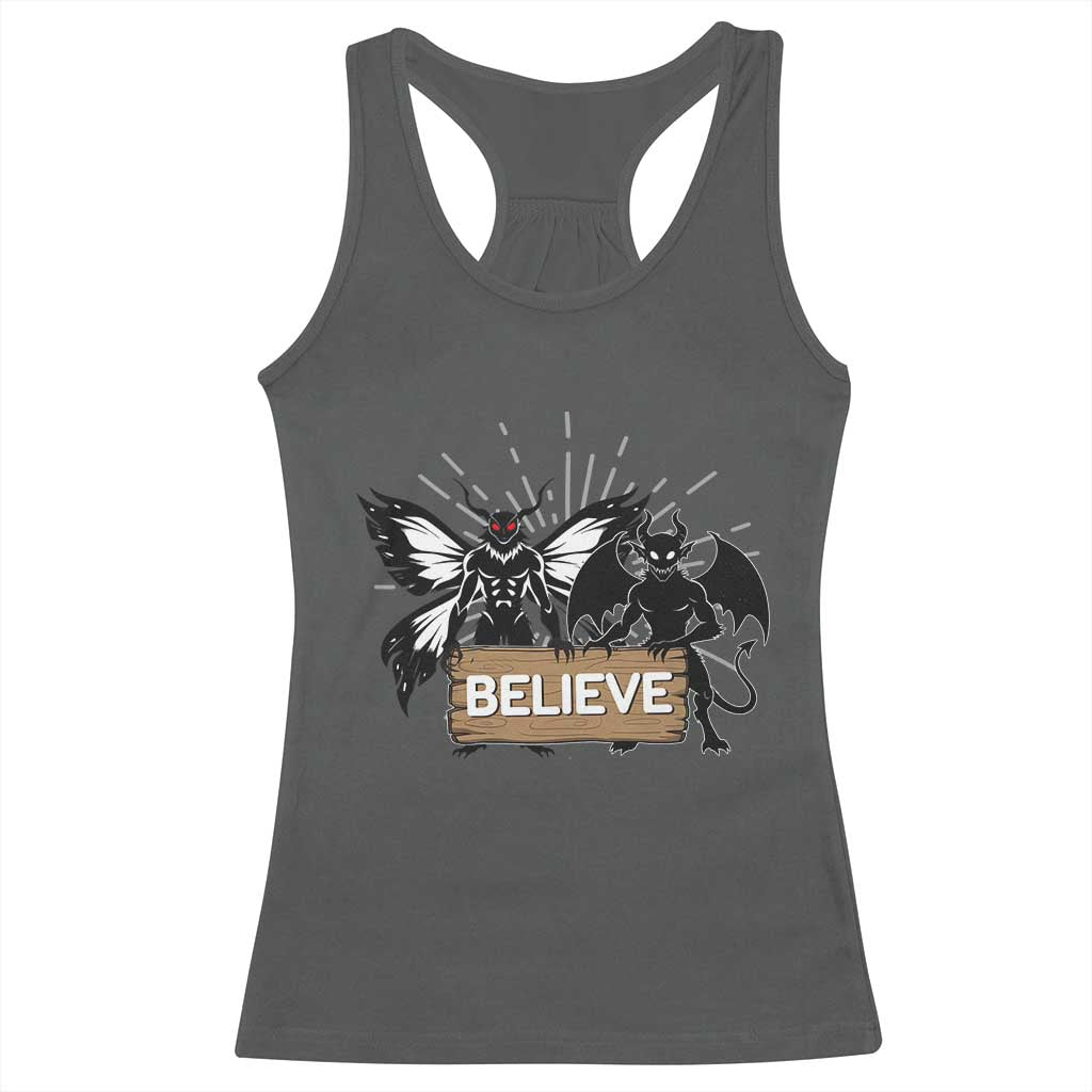 Mothman Jersey Devil Racerback Tank Top Believe Cryptid Folklore Gift - Wonder Print Shop