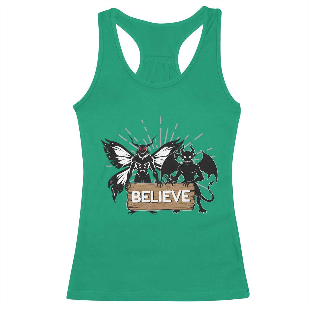 Mothman Jersey Devil Racerback Tank Top Believe Cryptid Folklore Gift - Wonder Print Shop