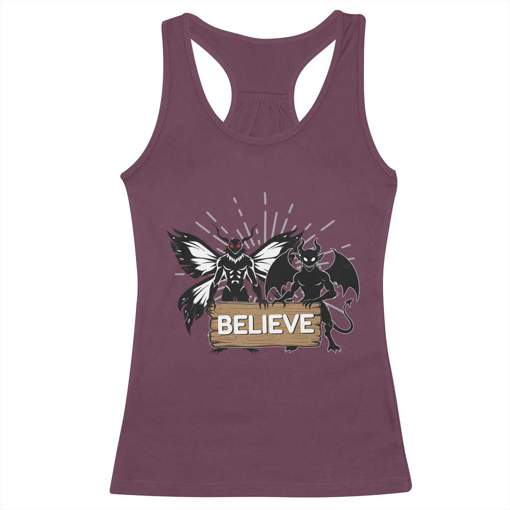 Mothman Jersey Devil Racerback Tank Top Believe Cryptid Folklore Gift - Wonder Print Shop