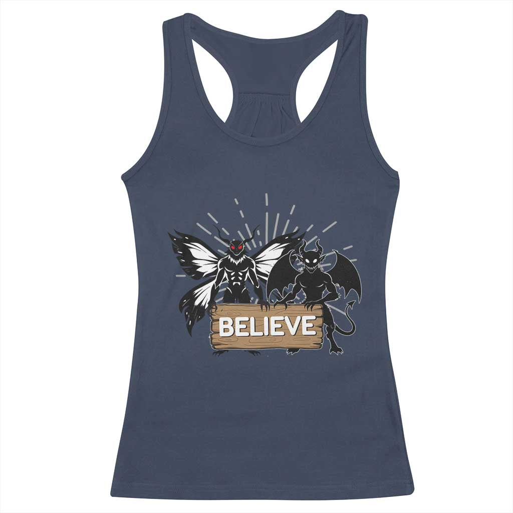 Mothman Jersey Devil Racerback Tank Top Believe Cryptid Folklore Gift - Wonder Print Shop