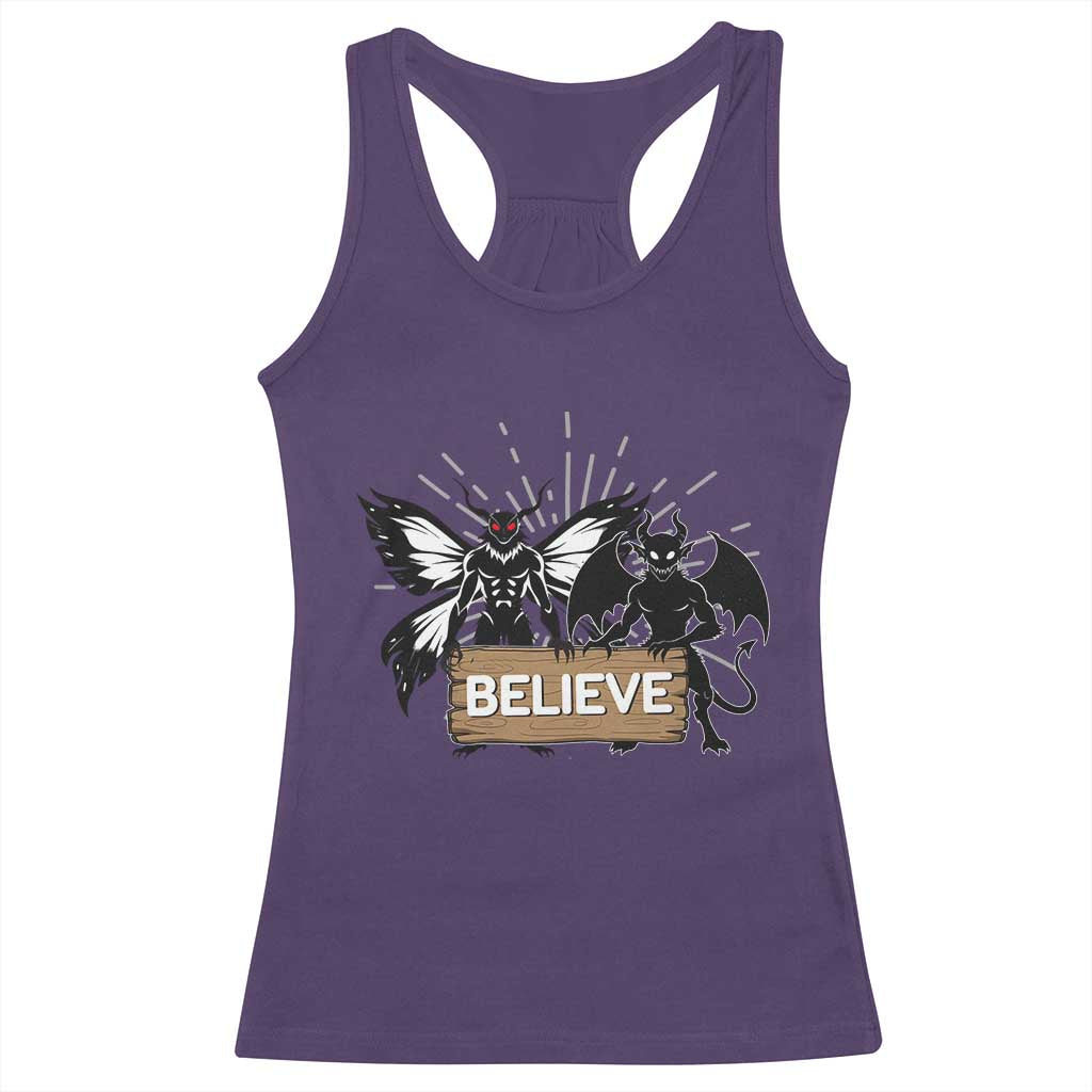 Mothman Jersey Devil Racerback Tank Top Believe Cryptid Folklore Gift - Wonder Print Shop