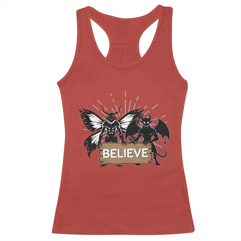 Mothman Jersey Devil Racerback Tank Top Believe Cryptid Folklore Gift - Wonder Print Shop