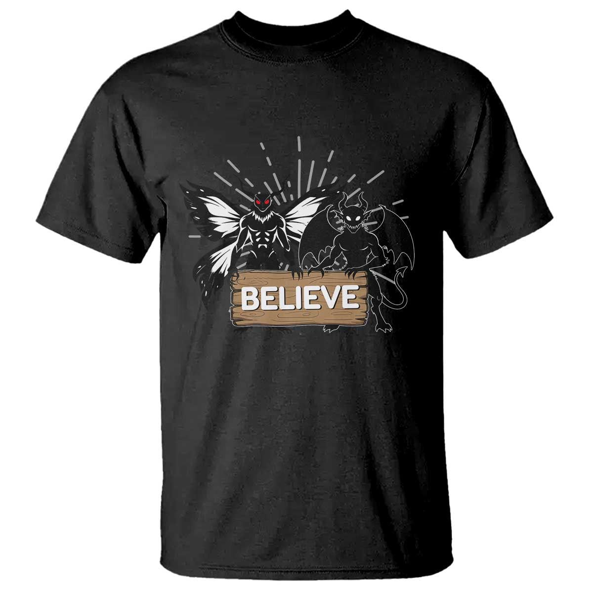 Mothman Jersey Devil T Shirt Believe Cryptid Folklore Gift - Wonder Print Shop