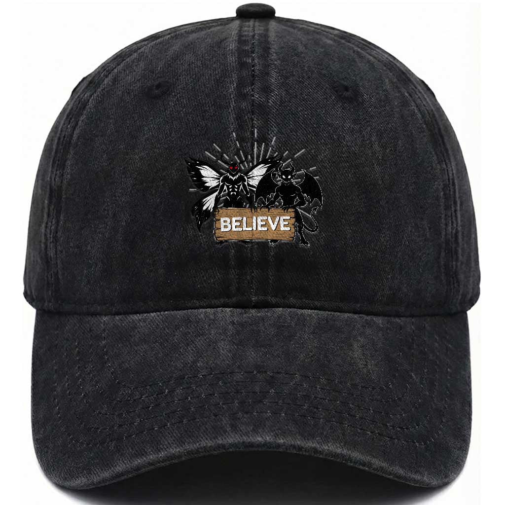 Mothman Jersey Devil Washed Cotton Baseball Cap Believe Cryptid Folklore Gift