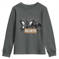 Mothman Jersey Devil Youth Sweatshirt Believe Cryptid Folklore Gift - Wonder Print Shop