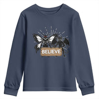 Mothman Jersey Devil Youth Sweatshirt Believe Cryptid Folklore Gift - Wonder Print Shop