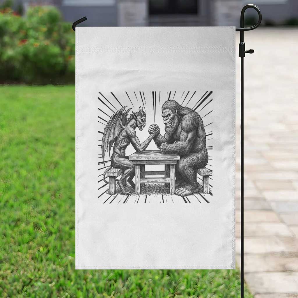 Bigfoot Jersey Devil Garden Flag Arm Wrestling Funny Cryptid Gift - Wonder Print Shop