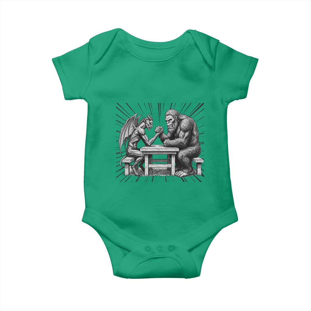 Bigfoot Jersey Devil Baby Onesie Arm Wrestling Funny Cryptid Gift - Wonder Print Shop