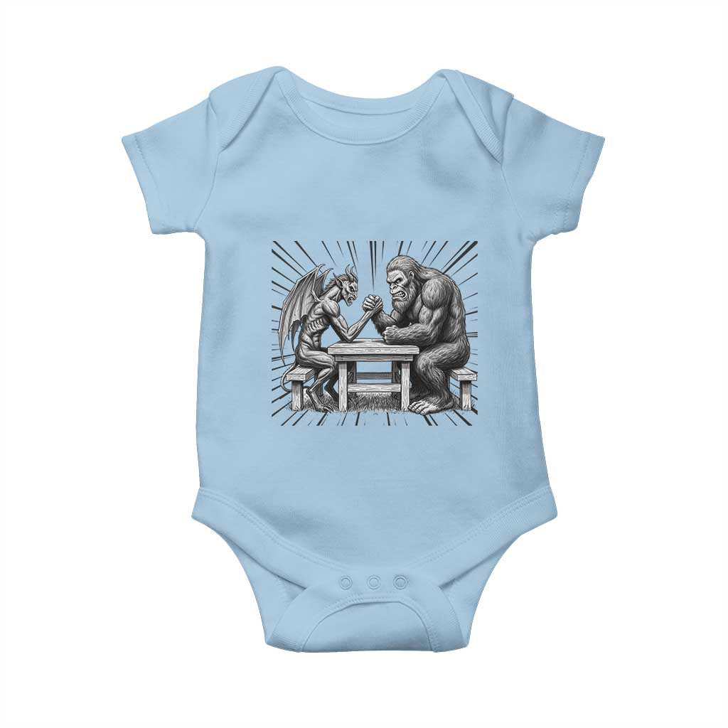 Bigfoot Jersey Devil Baby Onesie Arm Wrestling Funny Cryptid Gift - Wonder Print Shop