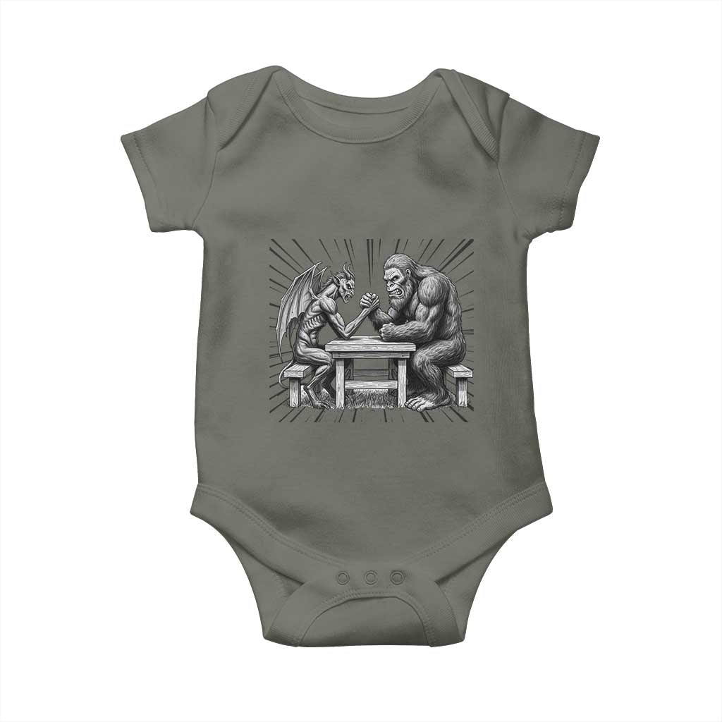 Bigfoot Jersey Devil Baby Onesie Arm Wrestling Funny Cryptid Gift - Wonder Print Shop