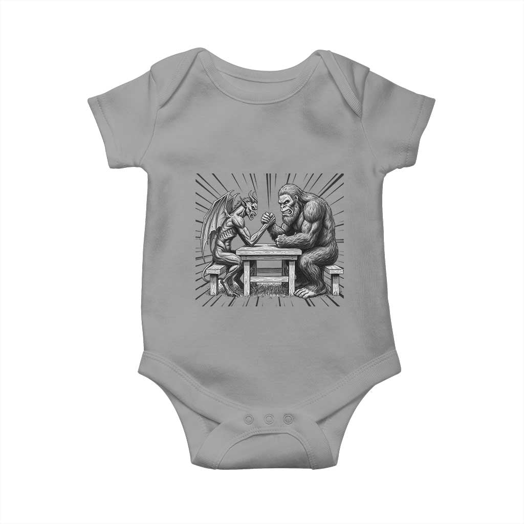 Bigfoot Jersey Devil Baby Onesie Arm Wrestling Funny Cryptid Gift - Wonder Print Shop