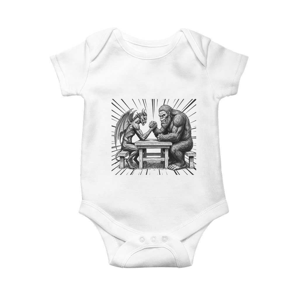 Bigfoot Jersey Devil Baby Onesie Arm Wrestling Funny Cryptid Gift - Wonder Print Shop