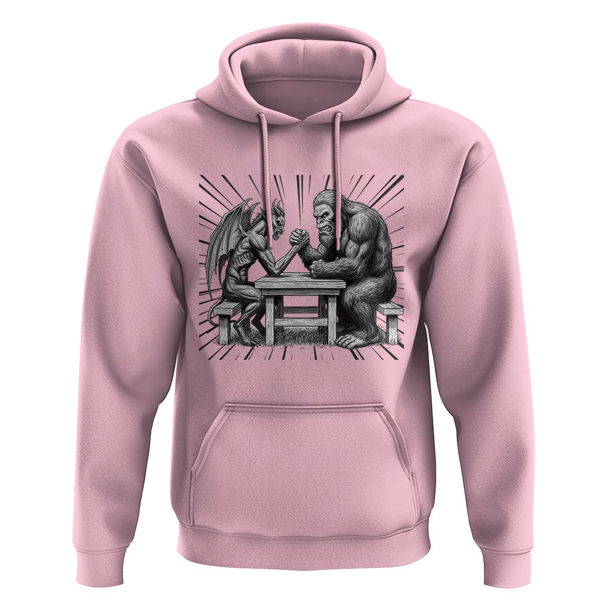 Bigfoot Jersey Devil Hoodie Arm Wrestling Funny Cryptid Gift - Wonder Print Shop