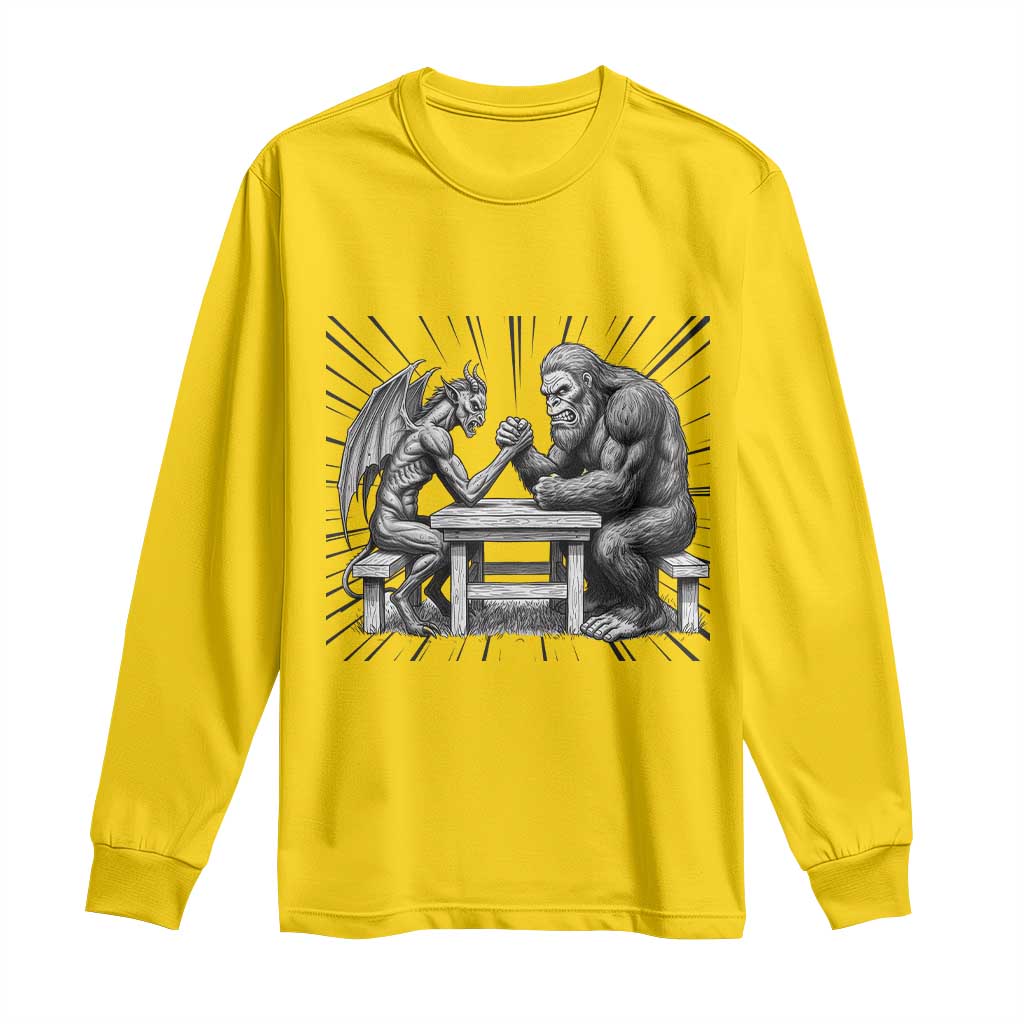Bigfoot Jersey Devil Long Sleeve Shirt Arm Wrestling Funny Cryptid Gift - Wonder Print Shop