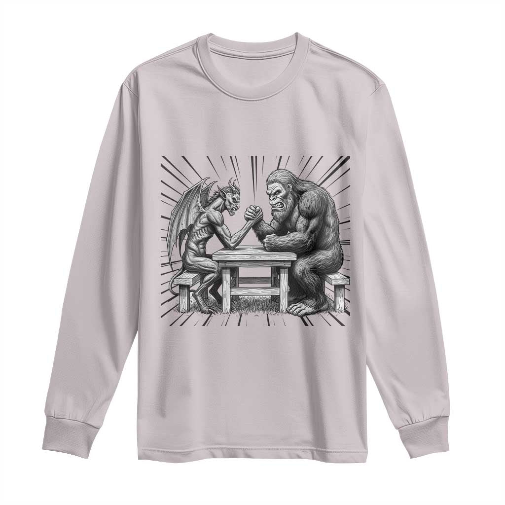 Bigfoot Jersey Devil Long Sleeve Shirt Arm Wrestling Funny Cryptid Gift - Wonder Print Shop