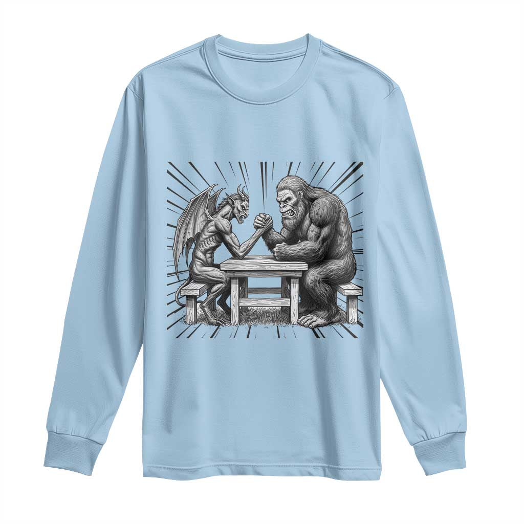 Bigfoot Jersey Devil Long Sleeve Shirt Arm Wrestling Funny Cryptid Gift - Wonder Print Shop