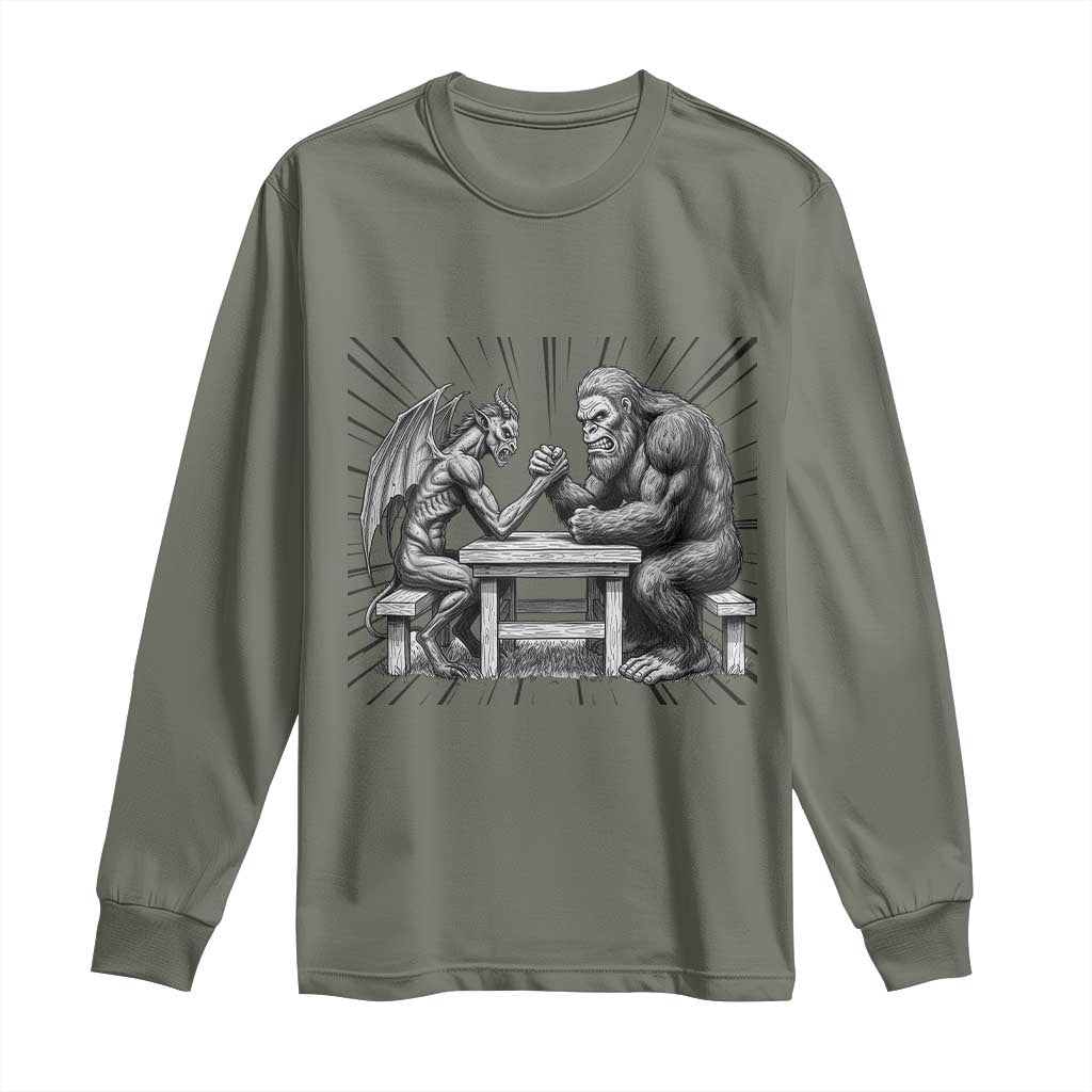Bigfoot Jersey Devil Long Sleeve Shirt Arm Wrestling Funny Cryptid Gift - Wonder Print Shop