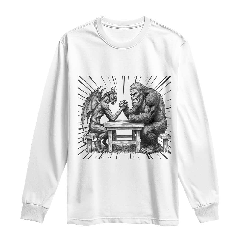 Bigfoot Jersey Devil Long Sleeve Shirt Arm Wrestling Funny Cryptid Gift - Wonder Print Shop
