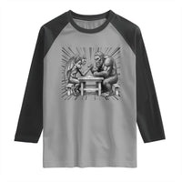 Bigfoot Jersey Devil Raglan Shirt Arm Wrestling Funny Cryptid Gift - Wonder Print Shop