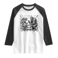 Bigfoot Jersey Devil Raglan Shirt Arm Wrestling Funny Cryptid Gift - Wonder Print Shop