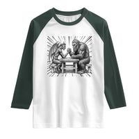 Bigfoot Jersey Devil Raglan Shirt Arm Wrestling Funny Cryptid Gift - Wonder Print Shop