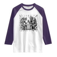 Bigfoot Jersey Devil Raglan Shirt Arm Wrestling Funny Cryptid Gift - Wonder Print Shop