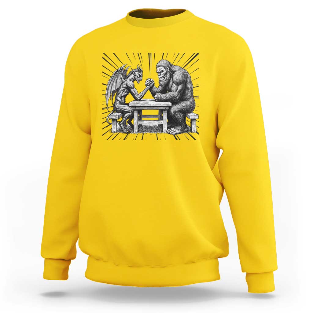 Bigfoot Jersey Devil Sweatshirt Arm Wrestling Funny Cryptid Gift - Wonder Print Shop