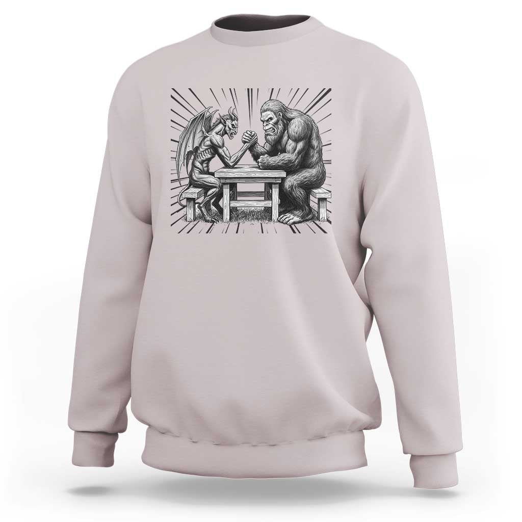 Bigfoot Jersey Devil Sweatshirt Arm Wrestling Funny Cryptid Gift - Wonder Print Shop