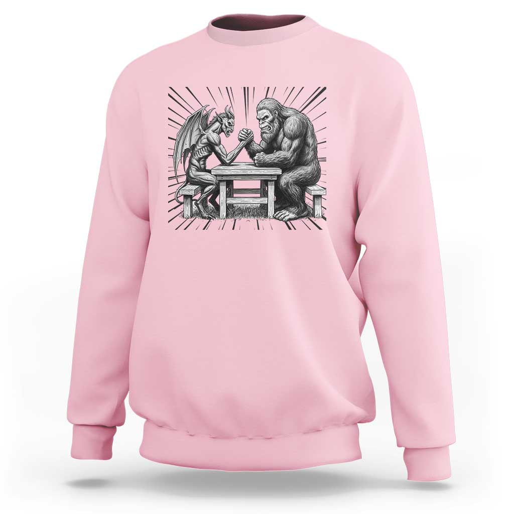Bigfoot Jersey Devil Sweatshirt Arm Wrestling Funny Cryptid Gift - Wonder Print Shop