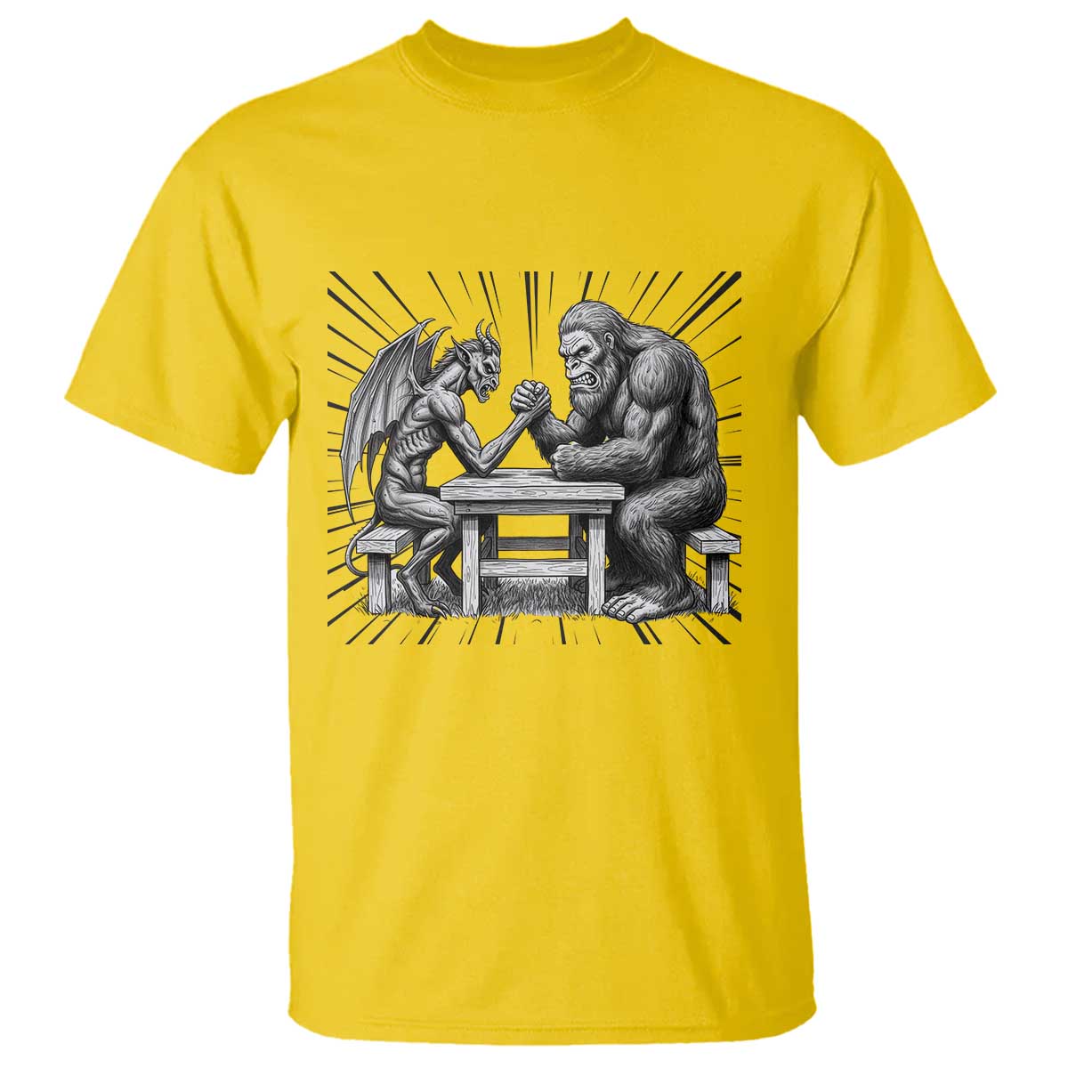 Bigfoot Jersey Devil T Shirt Arm Wrestling Funny Cryptid Gift - Wonder Print Shop