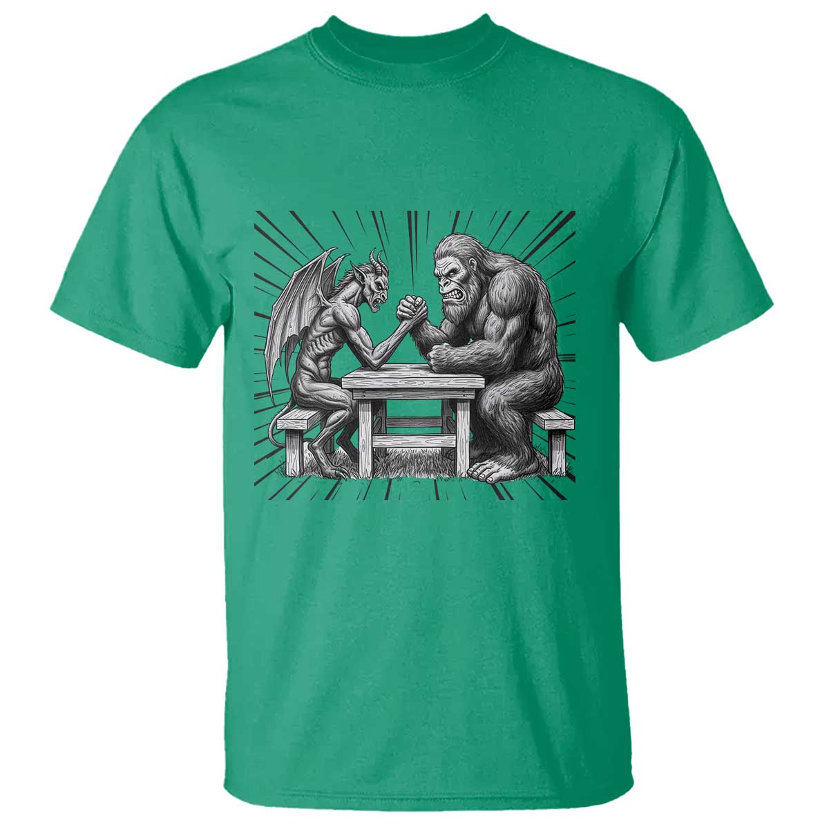Bigfoot Jersey Devil T Shirt Arm Wrestling Funny Cryptid Gift - Wonder Print Shop