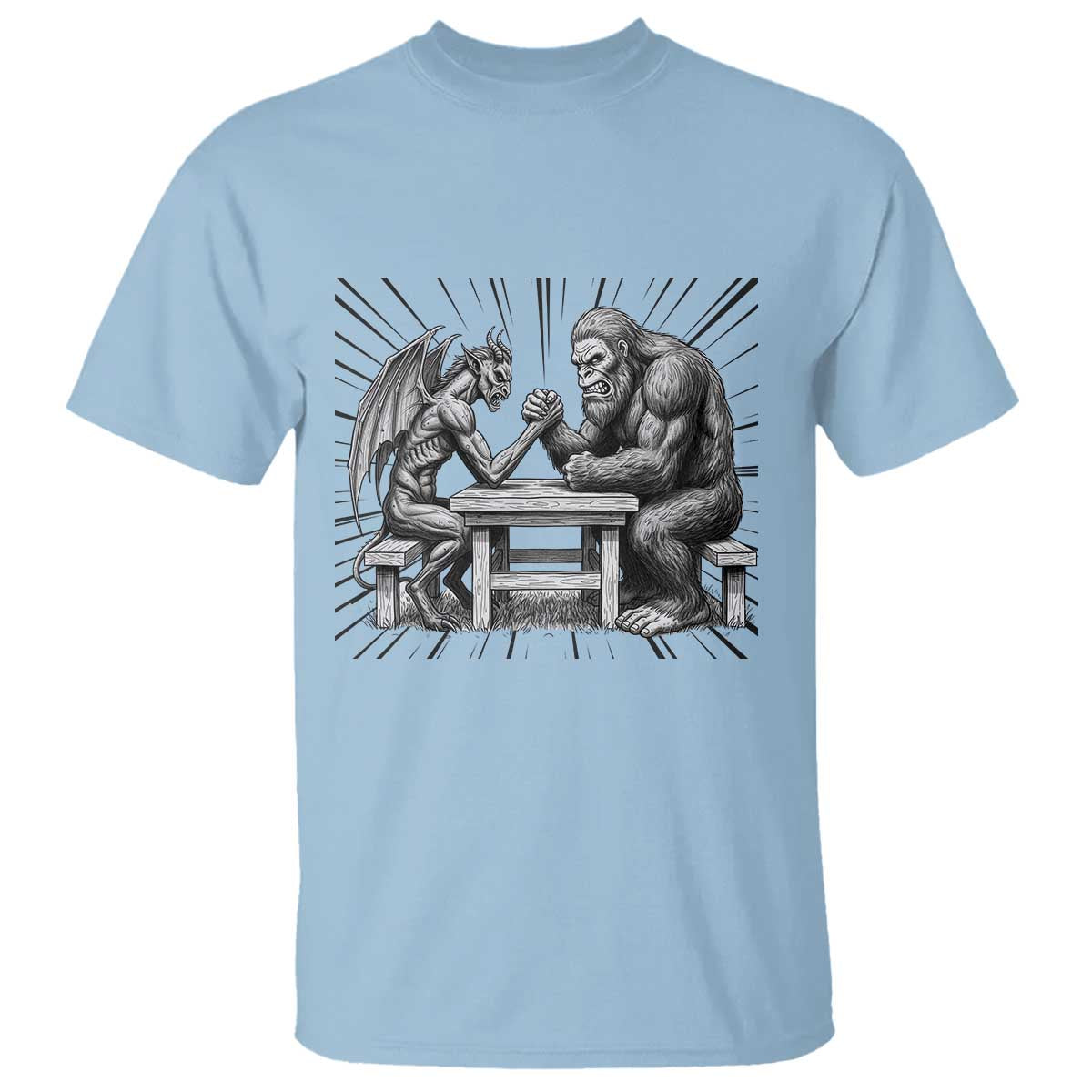 Bigfoot Jersey Devil T Shirt Arm Wrestling Funny Cryptid Gift - Wonder Print Shop