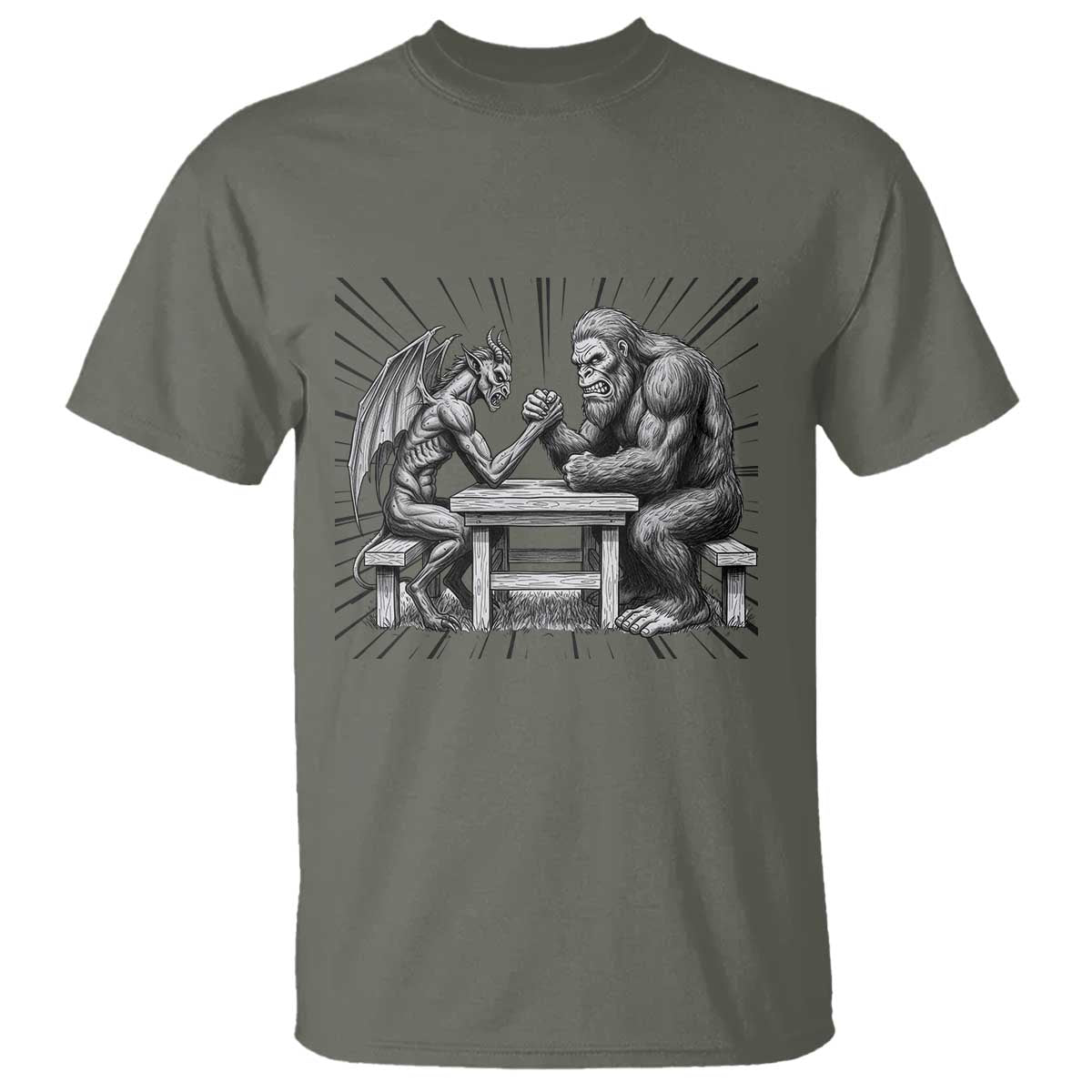 Bigfoot Jersey Devil T Shirt Arm Wrestling Funny Cryptid Gift - Wonder Print Shop