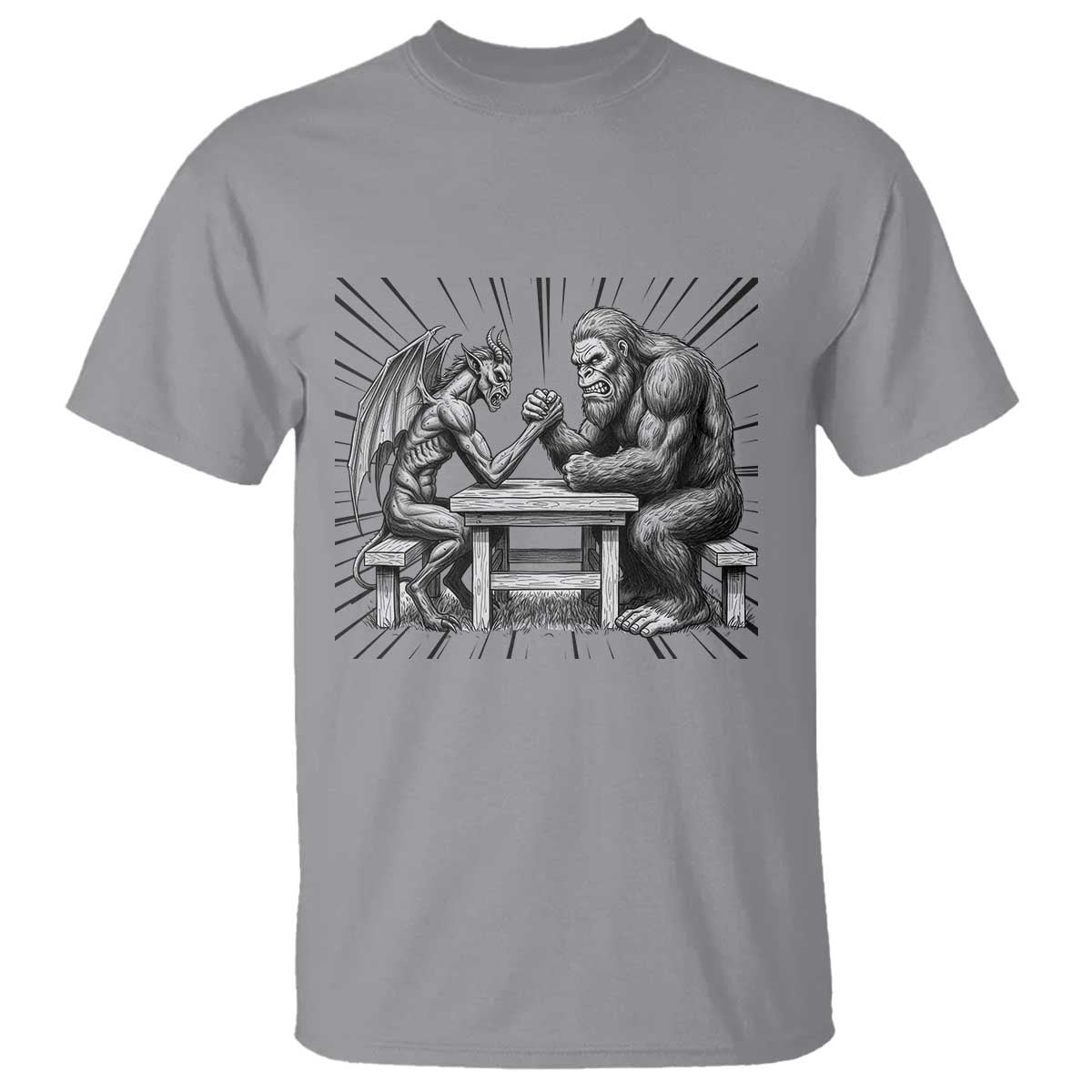 Bigfoot Jersey Devil T Shirt Arm Wrestling Funny Cryptid Gift - Wonder Print Shop