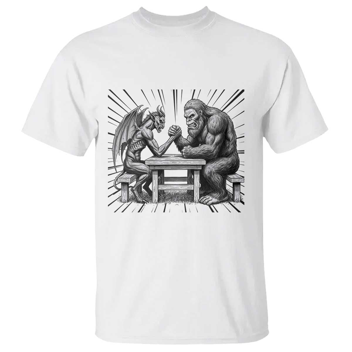 Bigfoot Jersey Devil T Shirt Arm Wrestling Funny Cryptid Gift - Wonder Print Shop