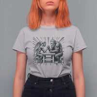 Bigfoot Jersey Devil T Shirt For Women Arm Wrestling Funny Cryptid Gift - Wonder Print Shop