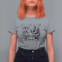 Bigfoot Jersey Devil T Shirt For Women Arm Wrestling Funny Cryptid Gift - Wonder Print Shop