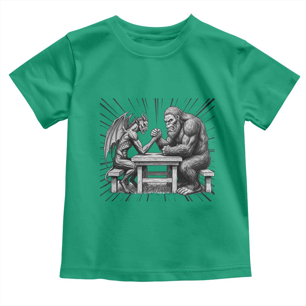 Bigfoot Jersey Devil Toddler T Shirt Arm Wrestling Funny Cryptid Gift - Wonder Print Shop