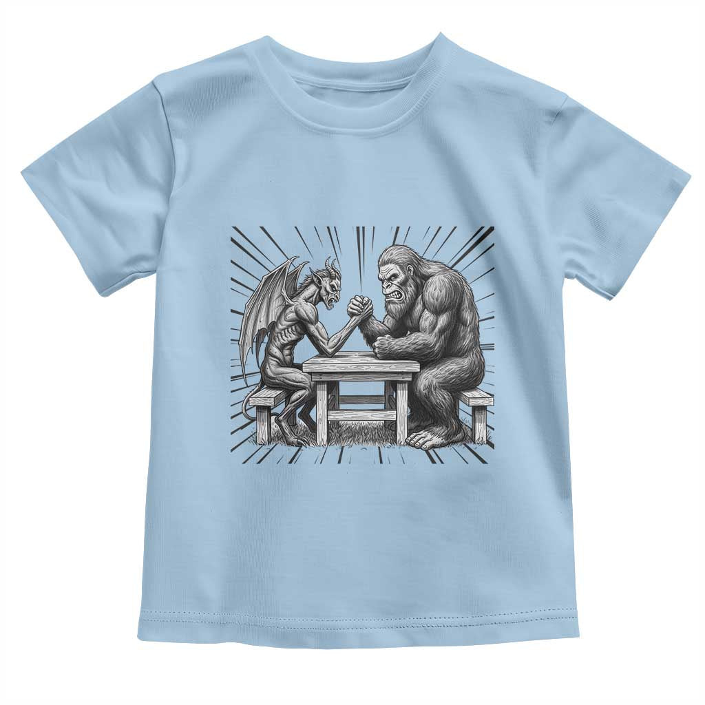 Bigfoot Jersey Devil Toddler T Shirt Arm Wrestling Funny Cryptid Gift - Wonder Print Shop