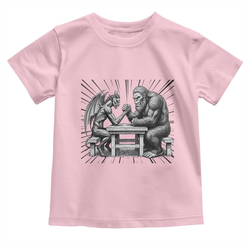 Bigfoot Jersey Devil Toddler T Shirt Arm Wrestling Funny Cryptid Gift - Wonder Print Shop