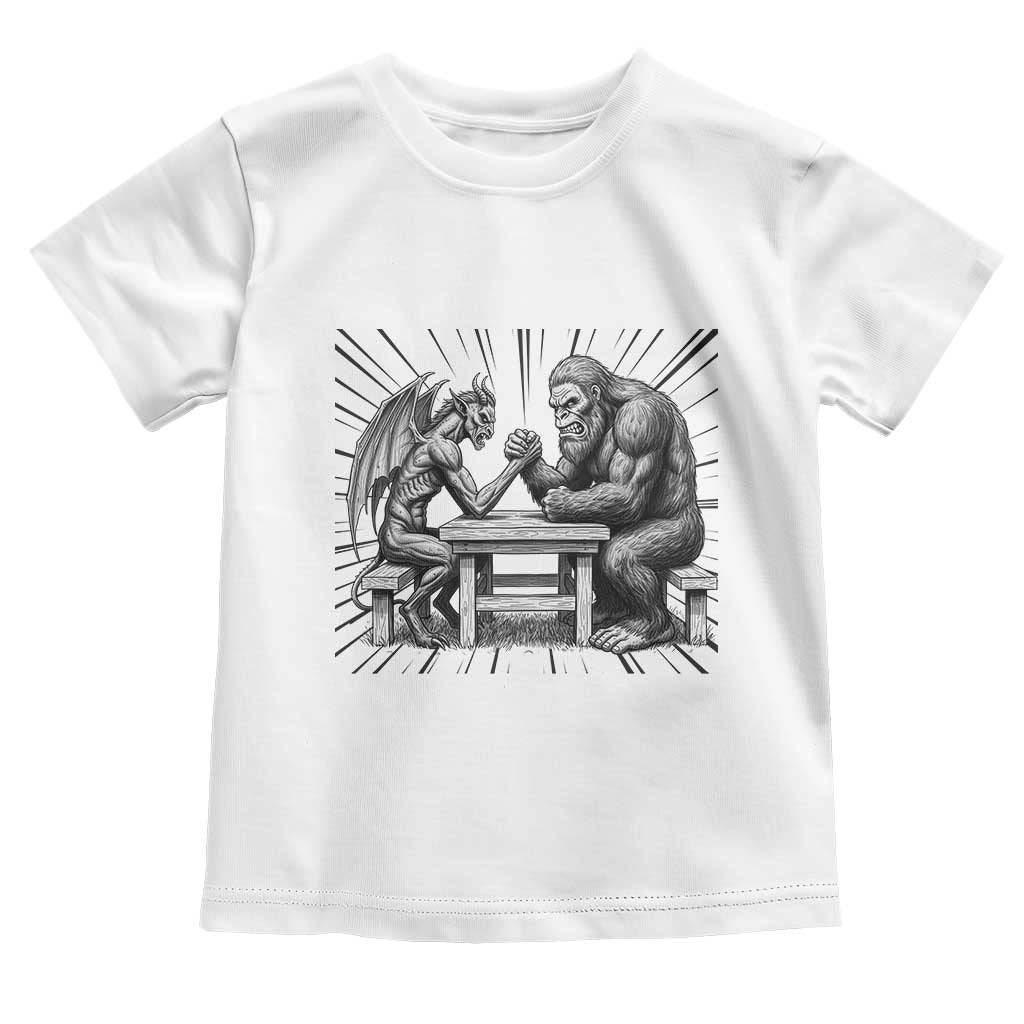 Bigfoot Jersey Devil Toddler T Shirt Arm Wrestling Funny Cryptid Gift - Wonder Print Shop