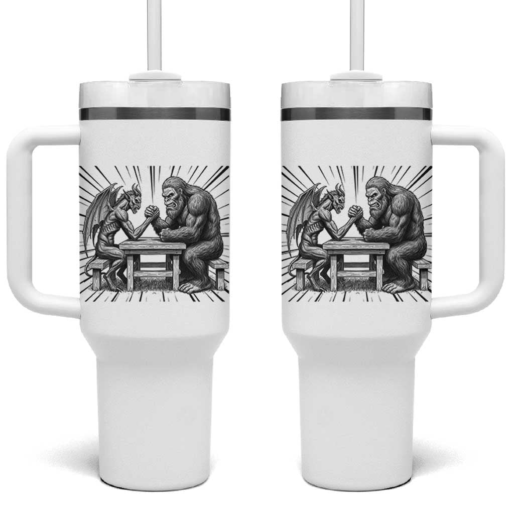 Bigfoot Jersey Devil Tumbler With Handle Arm Wrestling Funny Cryptid Gift