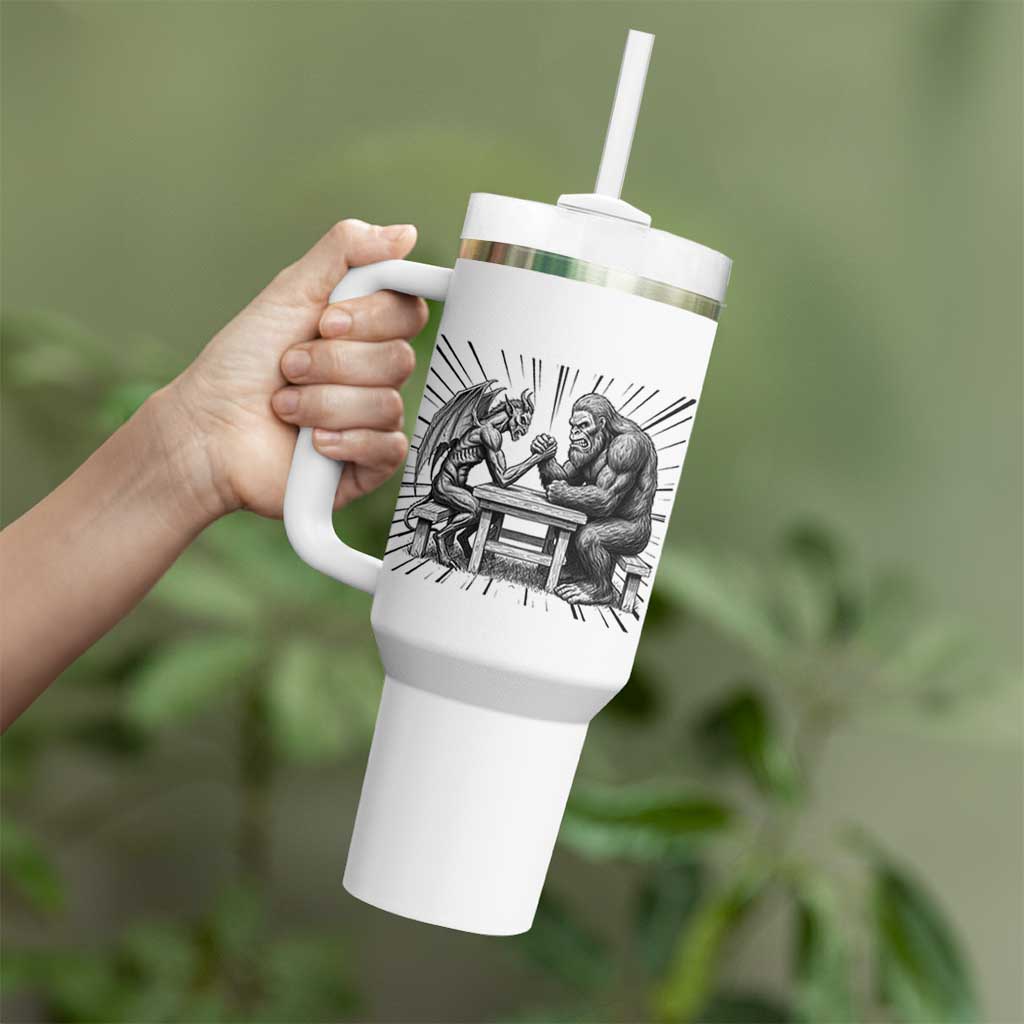 Bigfoot Jersey Devil Tumbler With Handle Arm Wrestling Funny Cryptid Gift