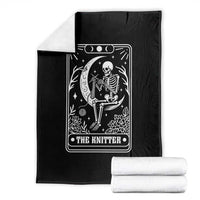 The Knitter Skeleton Throw Blanket Knitting Lover Gift Tarot Card Graphic - Wonder Print Shop