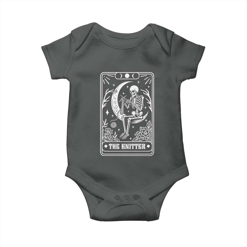 The Knitter Skeleton Baby Onesie Knitting Lover Gift Tarot Card Graphic - Wonder Print Shop