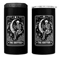 The Knitter Skeleton 4 in 1 Can Cooler Tumbler Knitting Lover Gift Tarot Card Graphic - Wonder Print Shop